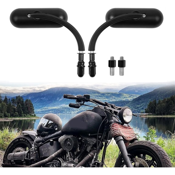 YHH Black 8/10mm Mini Oval Rearview Mirrors for Dyna/Softail/Touring/Sportster 883/1200/Electra Glide/Cruisers/Choppers
