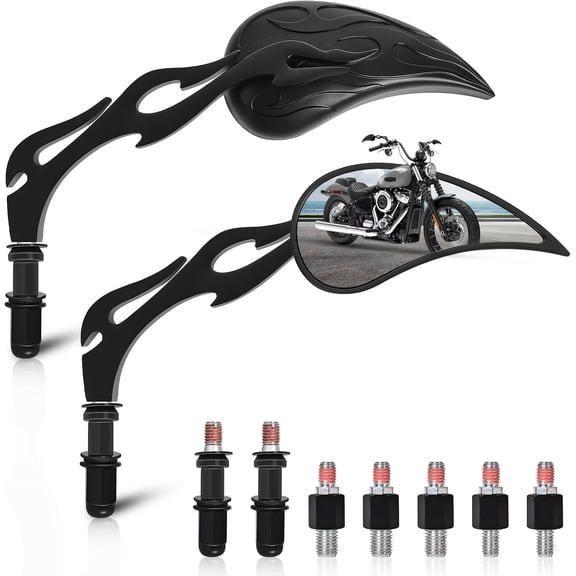 YHH Black CNC Adjustable Rearview Mirrors for Harley Street/Electra Glide/Sportster/Road King/V-Rod/Softail/Dyna 1982-2024