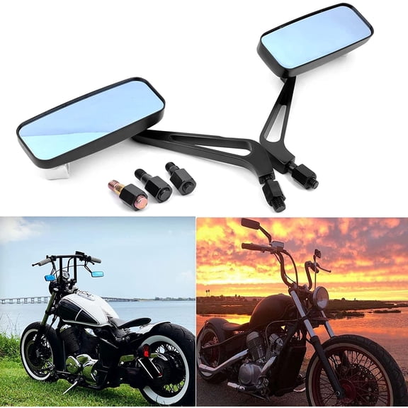 YHH Black Rectangle Motorcycle Rearview Mirrors 8/10mm for Honda Grom/Kawasaki/Suzuki/Yamaha/Cruiser/Chopper