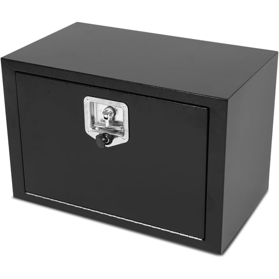 YHH Black Steel Underbody Tool Box w/T-Handle Lock, Waterproof, 24x14x16" Heavy Duty Storage Organizer