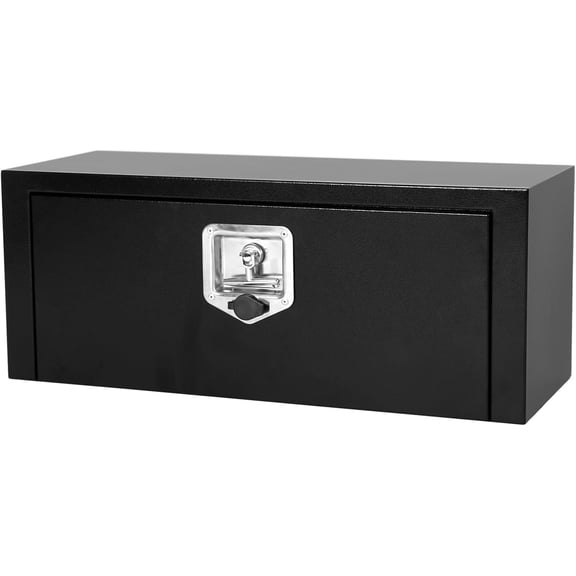 YHH Black Steel Underbody Tool Box w/T-Handle Lock, Waterproof Smooth Surface, 27.5x10x11" Heavy Duty Storage
