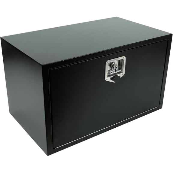 YHH Black Steel Underbody Tool Box w/T-Handle Lock, Waterproof Smooth Surface, 30x18x18" Heavy Duty Storage Organizer