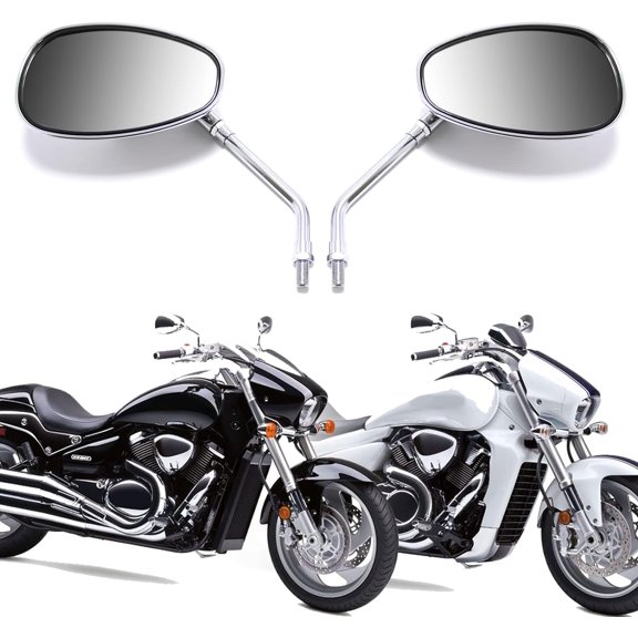 YHH Chrome 10mm Handlebar Rearview Mirrors for Sports Bike/Cruiser/Chopper/Dirt Bike/Scooter