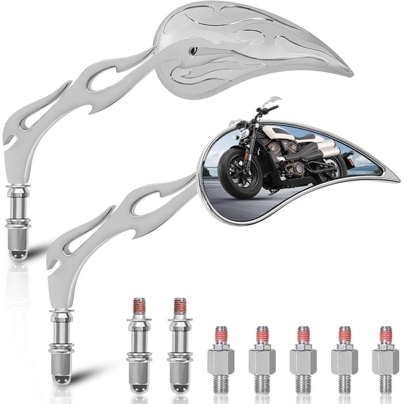 YHH Chrome CNC Adjustable Rearview Mirrors for Harley Street/Electra Glide/Sportster/Road King/V-Rod/Softail/Dyna 1982-2024