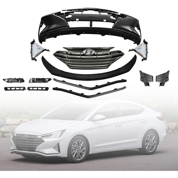 YHH Complete Front Bumper Set w/ Fog Lamp for 2019-2020 Hyundai Elantra (Korea Built)
