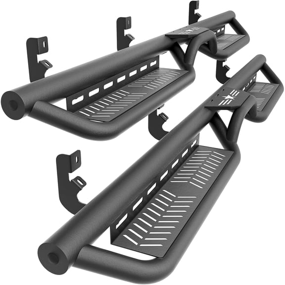 YHH Crew Cab Running Board Side Steps Compatible with 2004-2025 Nissan Titan (Excl. 2016 Model) & Nissan Titan XD 2016-2025 Crew Cab, Two Stair Design Bolt-on Side Rail Nerf Bar, Star Logo