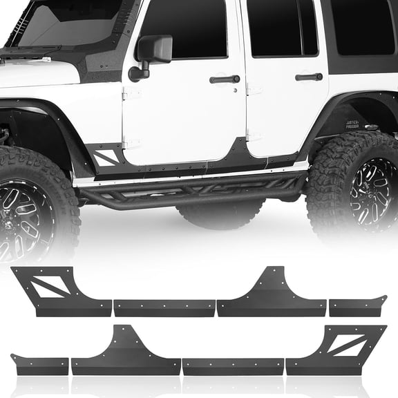 YHH Door Armor Cladding Skid Plate Slider Rocker Guards Fit Jeep Wrangler JK Unlimited 2007-2018 4 Doors