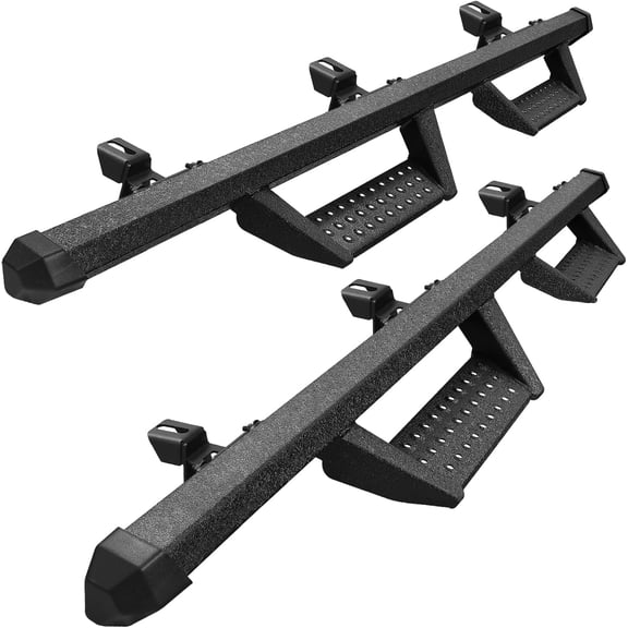 YHH Drop Down Running Boards Compatible with 2007-2018 Jeep Wrangler JK JKU Unlimited 4 Doors, Dual-Stage Textured Black Powder Coated, 4" Step Bars Side Step