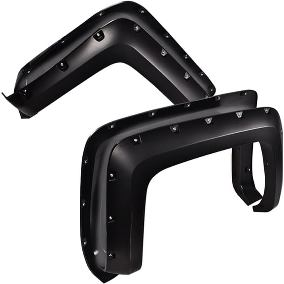 YHH Fender Flares Fit 2014-2018 Chevy Silverado 2500HD/3500HD 6.5ft & 8ft Long Bed Smooth Matte Pocket Riveted Style Black
