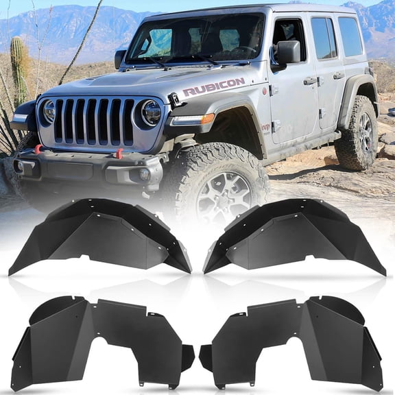 YHH Front & Rear Inner Fender Liners Wheel Well Liners for 2018-2026 Jeep Wrangler JL 2/4 Doors Bolt-on Style