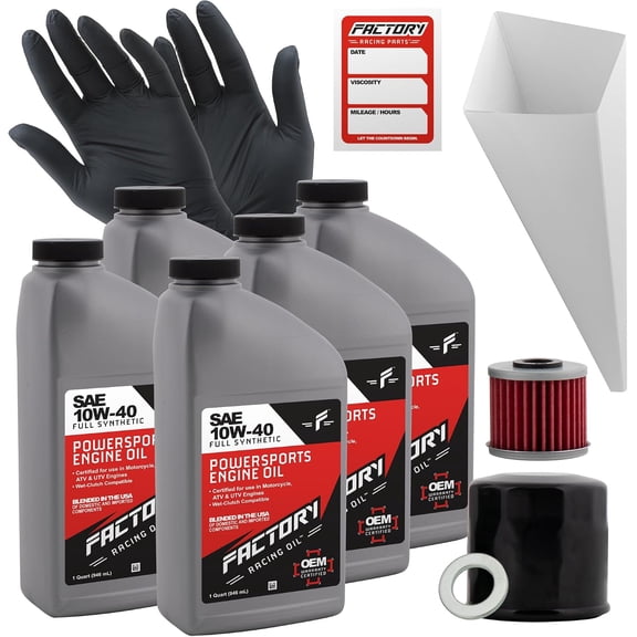 YHH Oil Change Kit Compatible with Honda CRF1000L, RVT1000R, VFR750F, VTR1000 Includes 5 Quarts 10W-40 Full Synthetic Oil, 1 Filter, 1 Crush Washer, 1 Funnel, 1 Oil Change Sticker