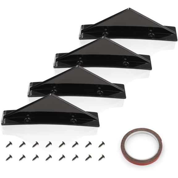 YHH Rear Bumper Lip Splitter Diffuser for Chevy Camaro All Models Shark Fin Spoiler Trim Set, 4PCS Black