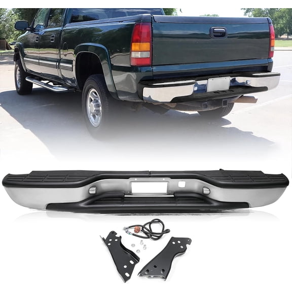 YHH Rear Step Bumper Assembly for 1999-2006 Chevy Silverado 1500/2500 & GMC Sierra 1500/2500, Back Bumper