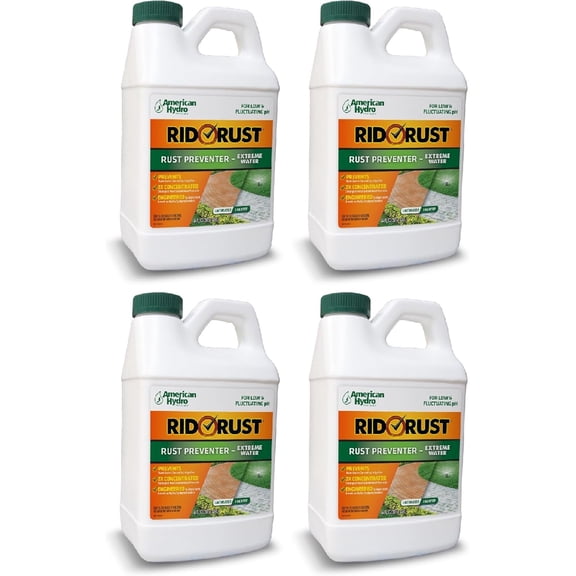 YHH Rid O' Rust Extreme Water Rust Stain Preventer for Irrigation Systems 64 Fl Oz Bottle, 4 Pack