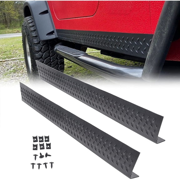 YHH Side Body Armor Rocker Panel Diamond Plate Kit for 1997-2006 Jeep TJ Wrangler, Replaces 11650.05