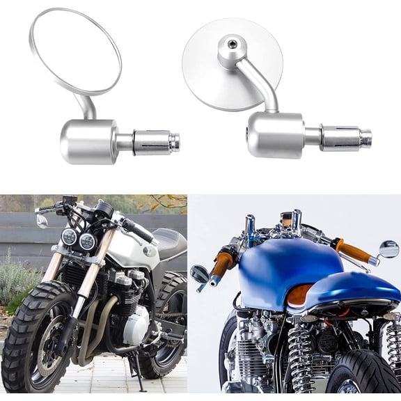 YHH Silver Universal 7/8" Bar End Rearview Mirrors for Honda Cafe Racer/Yamaha/Suzuki/Kawasaki/Scooter