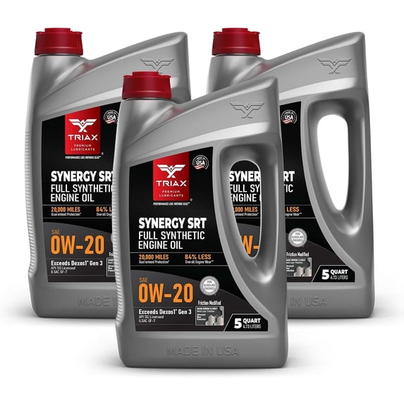 YHH Synergy SRT 0W-20 Full Synthetic Friction Modified Engine Oil – 20K Miles, API SP Licensed, 3x Wear Protection – Nano Boron and Moly (5 Quart – 3 Pack)