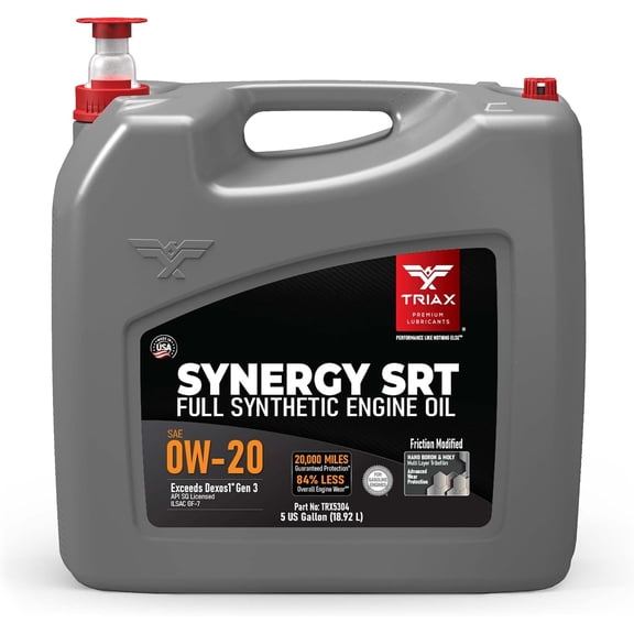YHH Synergy SRT 0W-20 Full Synthetic Friction Modified Engine Oil 20K Miles, API SP Licensed, 3x Wear Protection Nano Boron and Moly (5 Gallon)