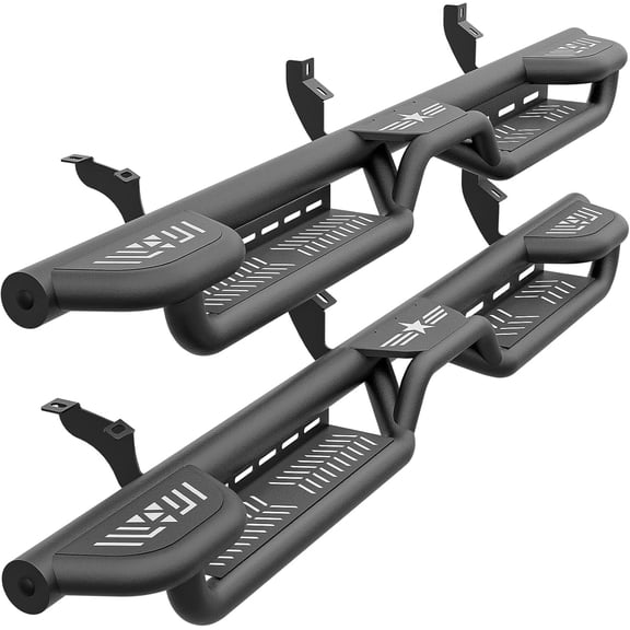 YHH Three Raised Steps Running Boards for 2019-2026 Ford Ranger SuperCrew Cab (4 Full Size Doors)  Two-Stair Bolt-on Side Rails Step Nerf Bar