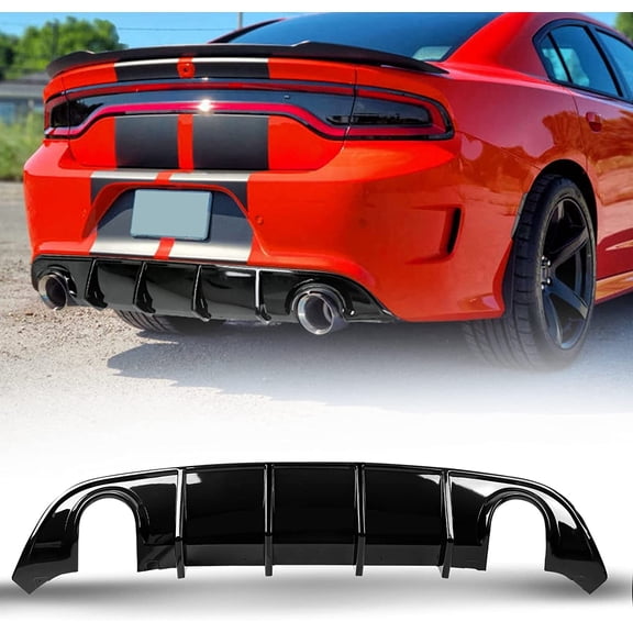 YHH V3 Rear Diffuser for 2015-2024 Dodge Charger Scat/SRT/Daytona/GT/R/T (Non-Widebody) Glossy Black