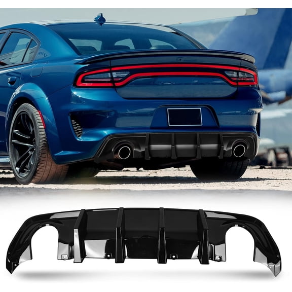 YHH V3 Rear Diffuser for 2020-2024 Dodge Charger Scat/SRT/Daytona/GT/R/T (Widebody) Glossy Black