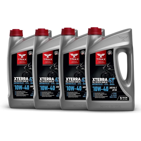 YHH XTerra 4T 10W-40 Full Synthetic 4-Stroke Engine Oil  For Motorcycles, ATVs, Quads & Snowmobiles  Exceeds JASO MA2 & API SL/SM/SN  Race Ready (4 Gallon Pack)