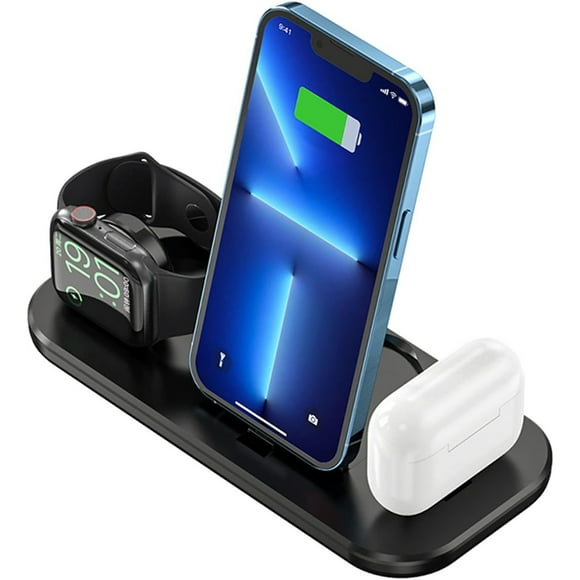 YHJSGKJ Wireless Charging Station With Digital Alarm Clock Charging Station For Multiple Devices 15W Wireless Charger Stand Compatible With I/O/S & Android Gifts For Women/Men