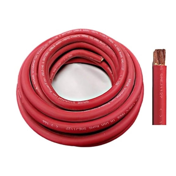 YHKJ 4/0 Gauge 5 Feet Red Ultra Flexible Welding Battery Copper Cable Wire for Car Inverter RV Solar