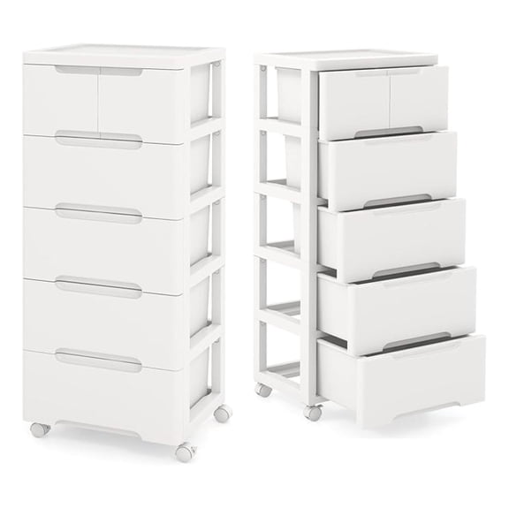 YHKJ Plastic Storage Drawer Cart with 6 Drawers and Lockable Wheels, Slim Rolling Utility Cart for Living Room, Bathroom, Dorm and Office (16"L x 13"W x 38"H)