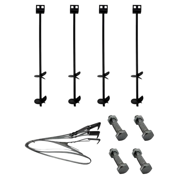 YHKJ Set of 4 Auger Anchors; 4-8 ft Tie Down Strap, 4 Bolts