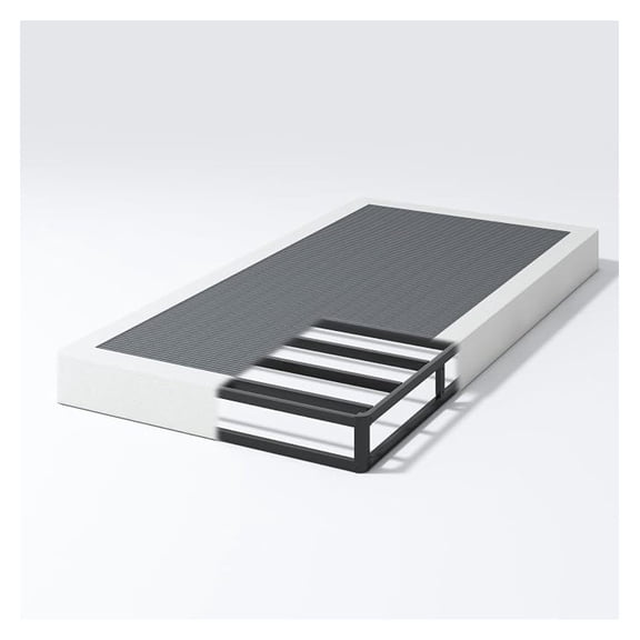 YHKJ Twin Box Spring 5 Inch Low Profile Black Heavy Duty Metal Mattress Foundation Easy Assembly Non-Slip No Noise Easy Clean Fabric Cover