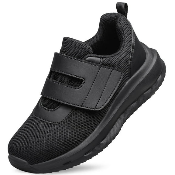 YHOON Boys Girls Running Sneakers Slip on Breathable Tennis Athletic Walking School Kids Shoes All Black Toddler Size 7