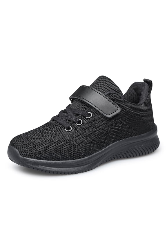 Boys Girls Sneakers Kids Shoes Unisex Lightweight Breathable Athletic Running Tennis Fitness Shoes Black Big Kid Size 5.5