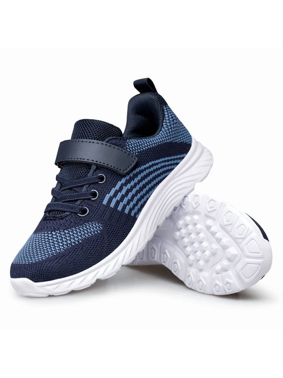 Boys Girls Sports Shoes Lightweight Tennis Running Walking School Shoes Navy Blue Big Kid Size 2