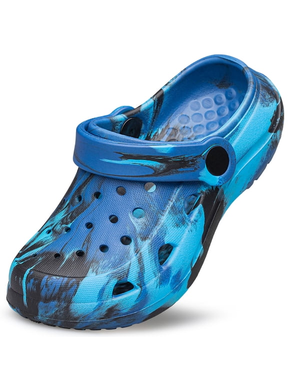 Clogs Boys Girls Garden Shoes Marbled Clogs Slides Sandals Kids Unisex Child Slip on Beach Water Shoes Navy Blue Little Kid Size 1.5