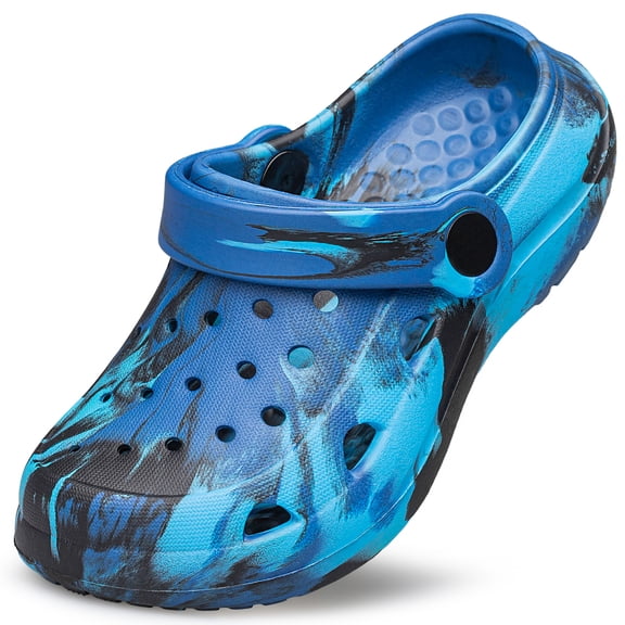 YHOON Clogs Boys Girls Garden Shoes Marbled Clogs Slides Sandals Kids Unisex Child Slip on Beach Water Shoes Navy Blue Little Kid Size 1