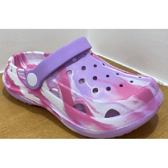 YHOON Garden Shoes Girls Clogs Marbled Kids Clogs Slides Sandals Shower Slippers Slip on Beach Water Shower Pool House Shoes Purple Toddler Size 7