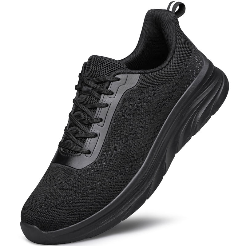 YHOON Men Walking Shoes Lightweight Breathable Running Tennis Sneakers Athletic Gym Workout Training Slip on Shoes All Black Size 10
