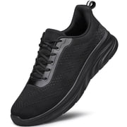 YHOON Men Walking Shoes Lightweight Breathable Running Tennis Sneakers Athletic Gym Workout Training Slip on Shoes All Black Size 14