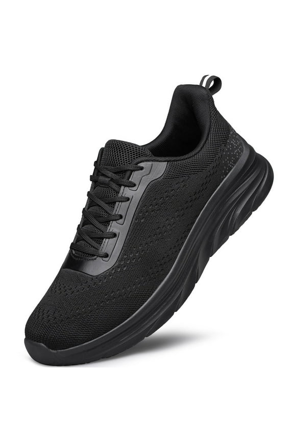 Men Walking Shoes Lightweight Breathable Running Tennis Sneakers Athletic Gym Workout Training Slip on Shoes All Black Size 7.5