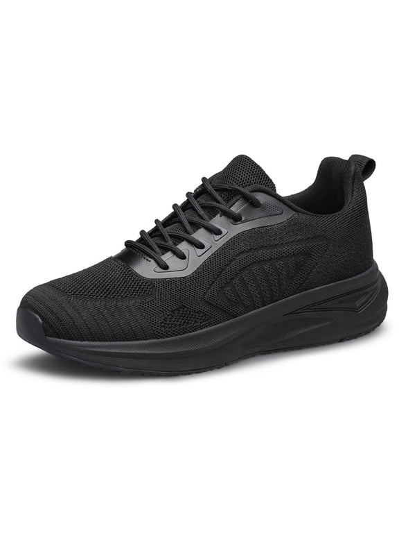 Men Walking Shoes Non Slip Lightweight Breathable Running Tennis Sneakers Athletic Workout Training Shoes All Black Size 7