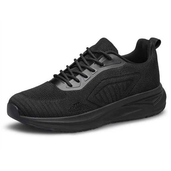 YHOON Men Walking Shoes Non Slip Lightweight Breathable Running Tennis Sneakers Athletic Workout Training Shoes All Black Size 9.5