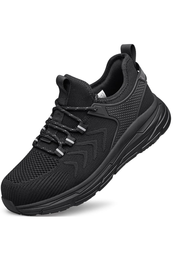 Men's Steel Toe Safety Trainers Oil Resistant Slip Resistant Puncture Proof Waterproof Work Shoes for Industrial & Construction All Black Size 13