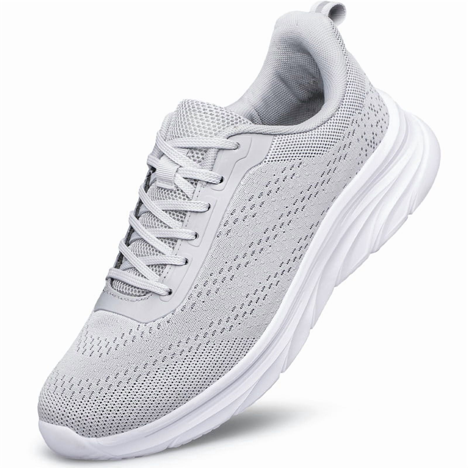 YHOON Men's Walking Shoes Lightweight Breathable Running Shoes Non Slip Athletic Fashion Sneakers Light Grey Size 10