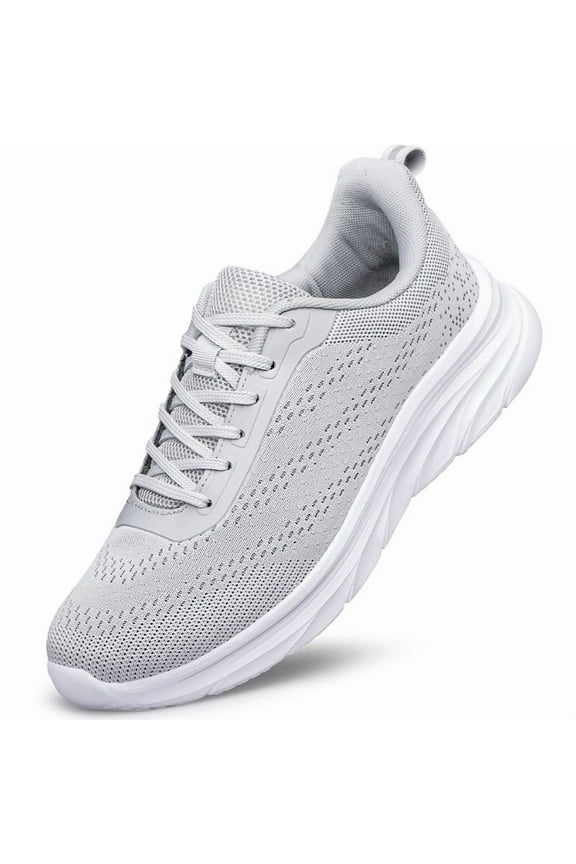 Men's Walking Shoes Lightweight Breathable Running Shoes Non Slip Athletic Fashion Sneakers Light Grey Size 11