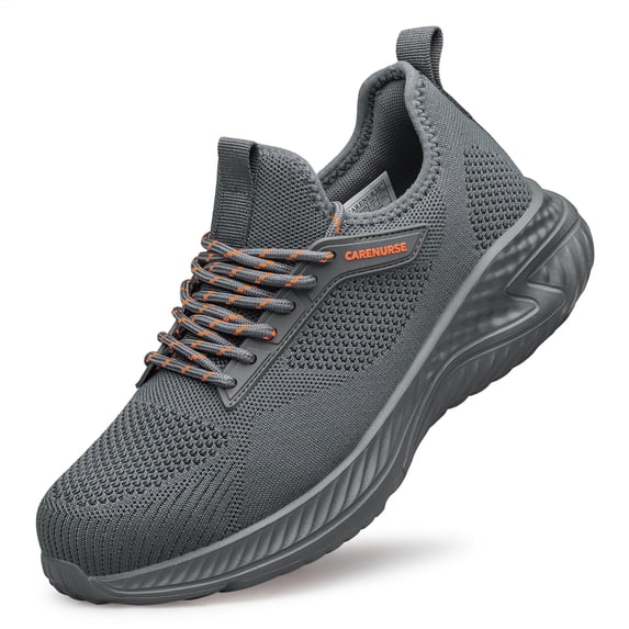 YHOON Men's Waterproof Steel Toe Safety Trainers Oil & Slip Resistant Puncture Proof Work Shoes for Construction Sites Grey Size 10.5