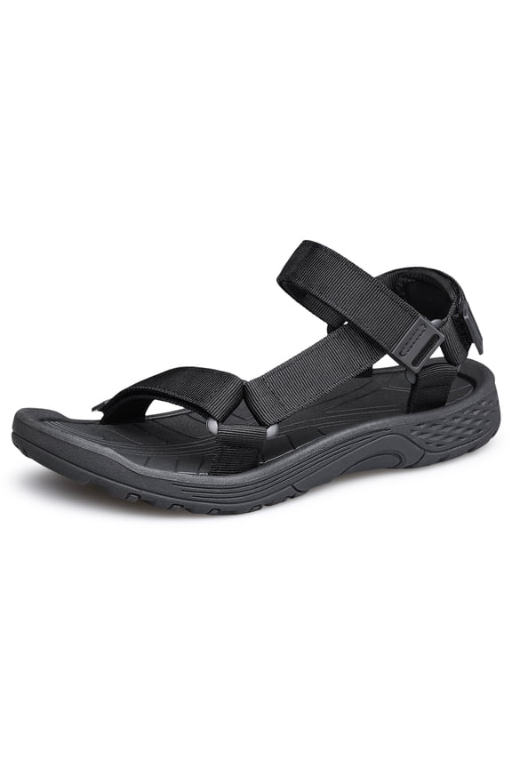 Mens Sport Sandals Hiking Open Toe Non Slip Athletic Sandals Walking Casual Comfortable for Summer Outdoor Wading Beach Water Shoes All Black Size 7