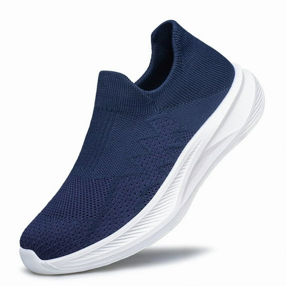 YHOON Mens Walking Shoes Non Slip Casual Shoes Lightweight Breathable Tennis Sneakers Navy Blue Size 8.5