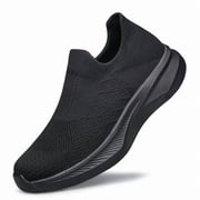 Mens Walking Shoes Slip on Lightweight Breathable Running Tennis Sneakers Athletic Gym Workout Training Shoes All Black Size 13