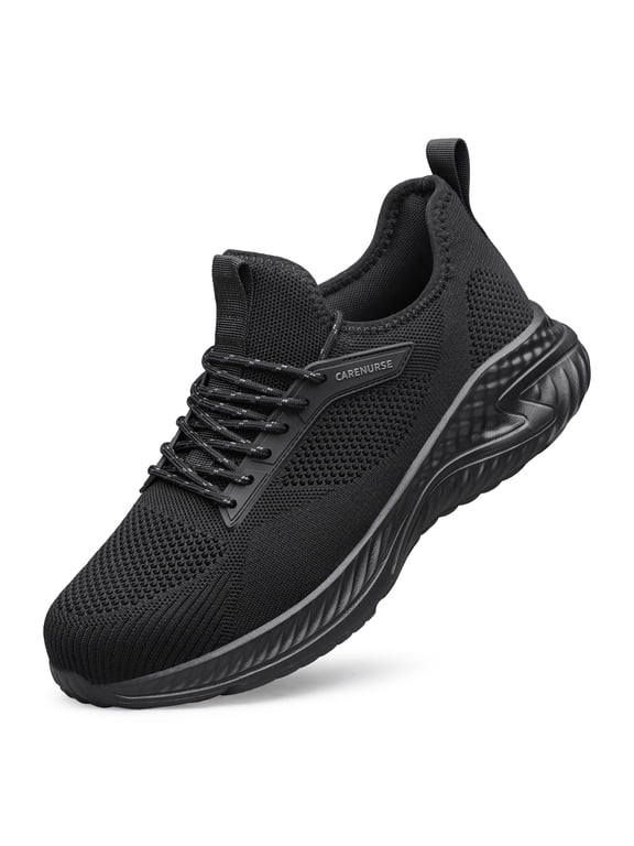Safety Trainers Mens Steel Toe Cap Trainers Oil & Slip Resistant Puncture Proof Waterproof Work Shoes Industrial & Construction Safety Shoes All Black Size 12.5